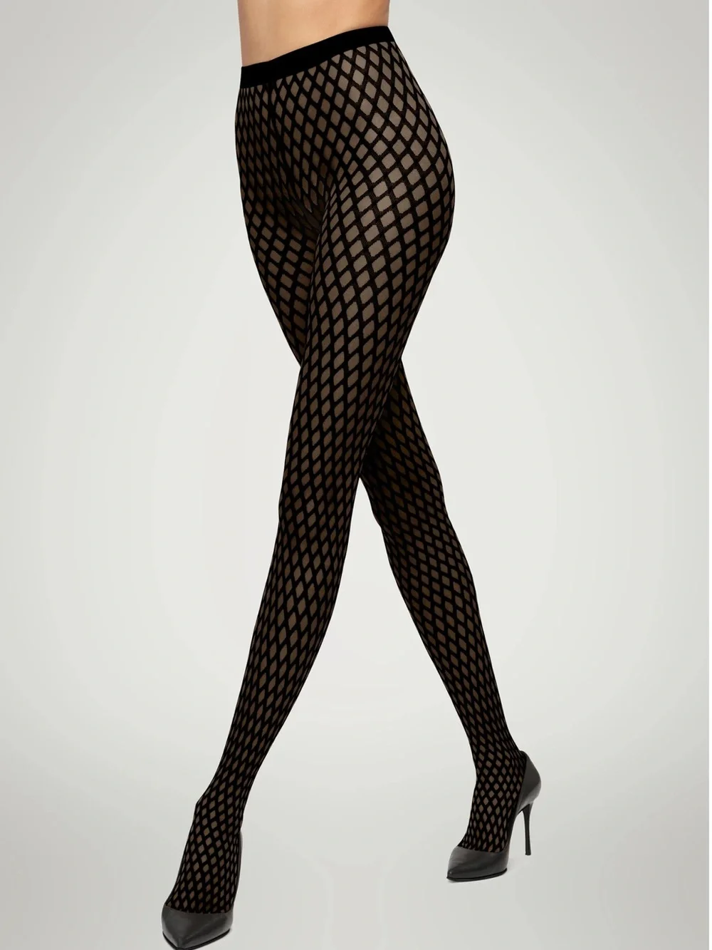 WOLFORD 18953 SYLVIE NET TIGHTS BLACK/BLACK SIZE SMALL NWT